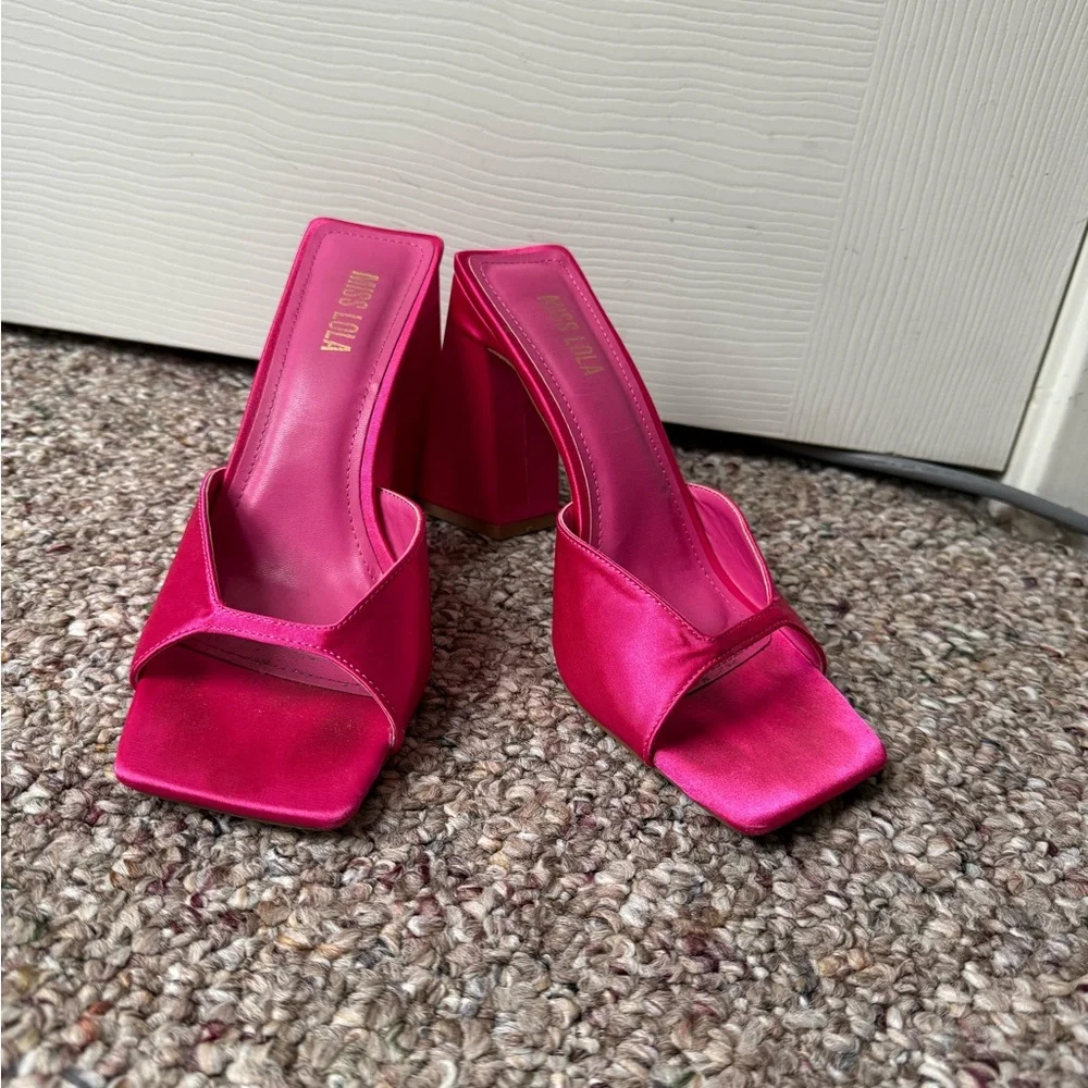 Funky Pink block Heeles - Picture 1 of 3